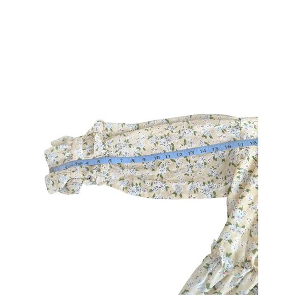 Ghospell Vintage Ditsy Floral Ruffle Tiered Oversized Midi‎ Smock Dress Large - Picture 12 of 13